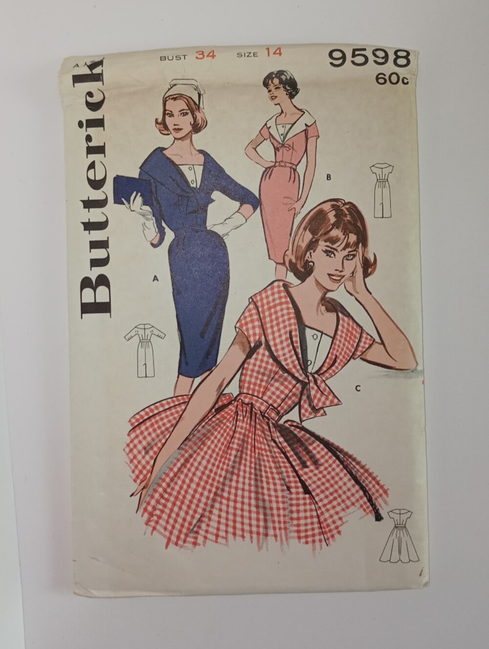 Butterick #9598 Junior Miss Deep Collared Dress Bust 34 Size 14